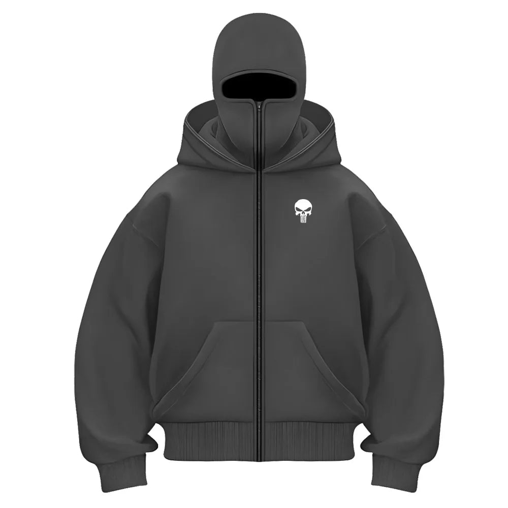 Men's Balaclava Hoodie – Half-Zip Double Hooded Fleece Sweatshirt