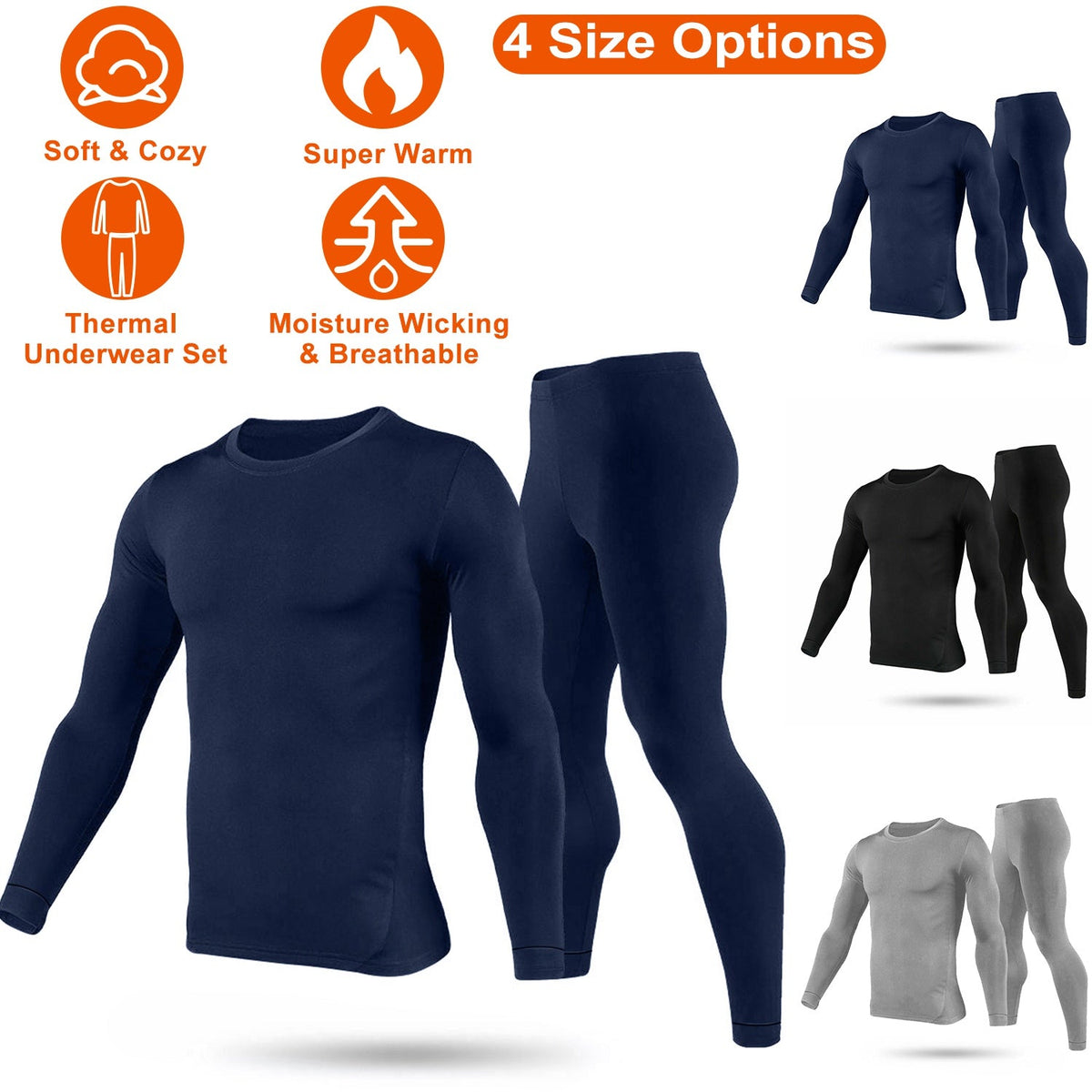 Men's Thermal Underwear Set — Navy