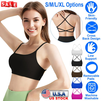 Women's Cross-Back Sport Bra — Black