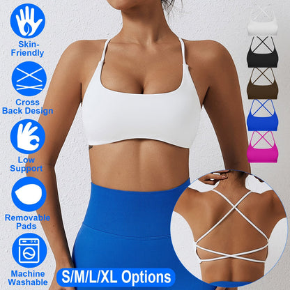 Women's Cross-Back Sport Bra — White