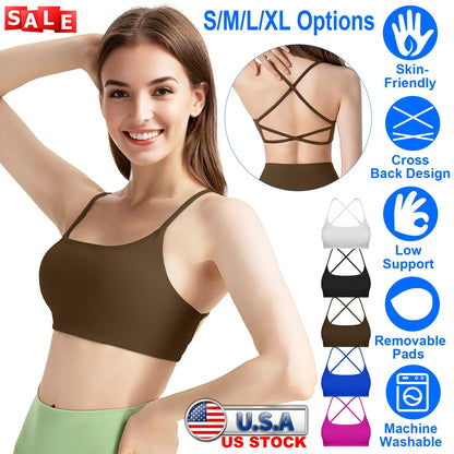 Women's Cross-Back Sport Bra — Dark Brown