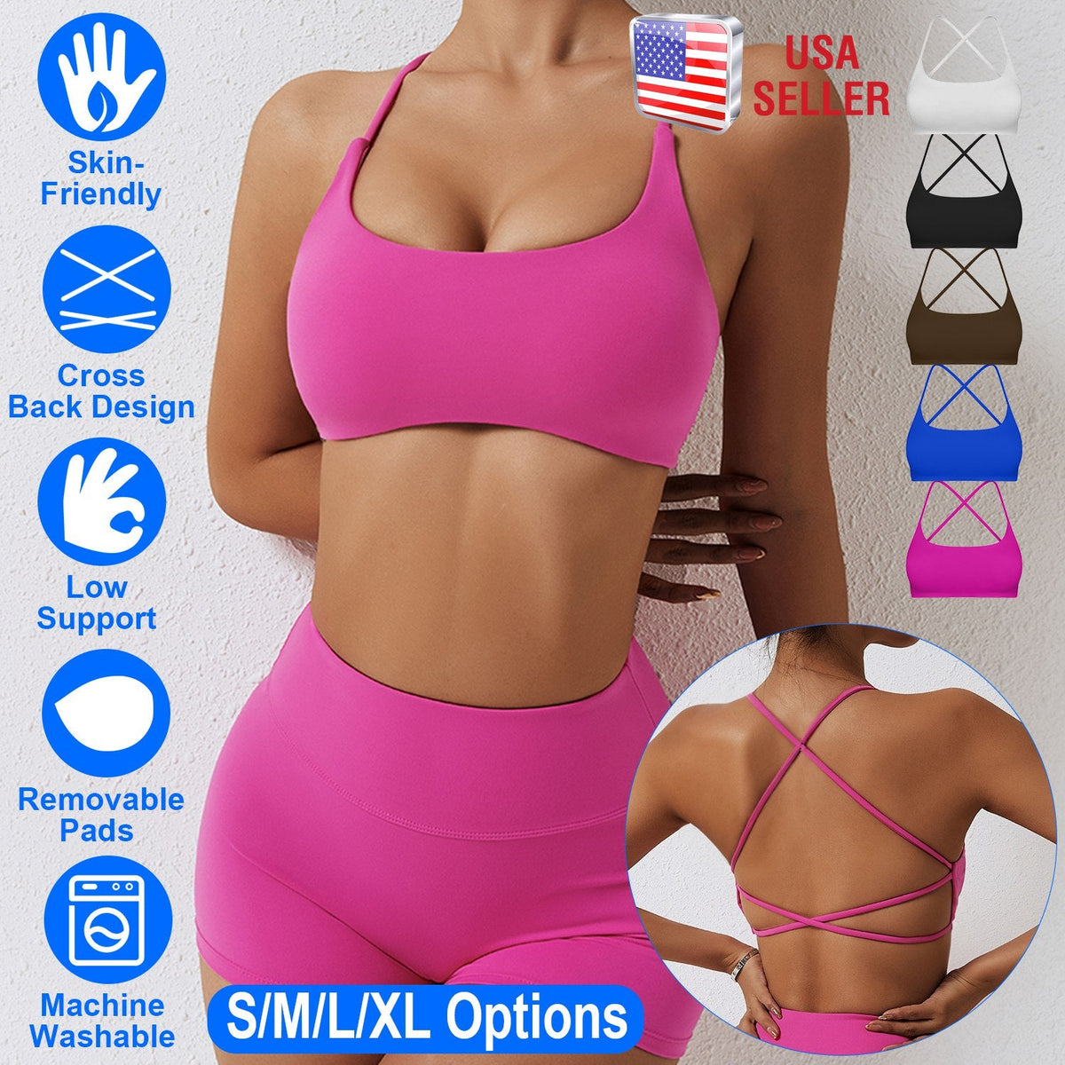 Women's Cross-Back Sport Bra — Hot Pink