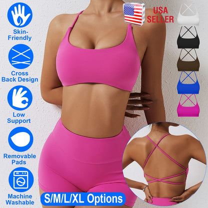 Women's Cross-Back Sport Bra — Hot Pink