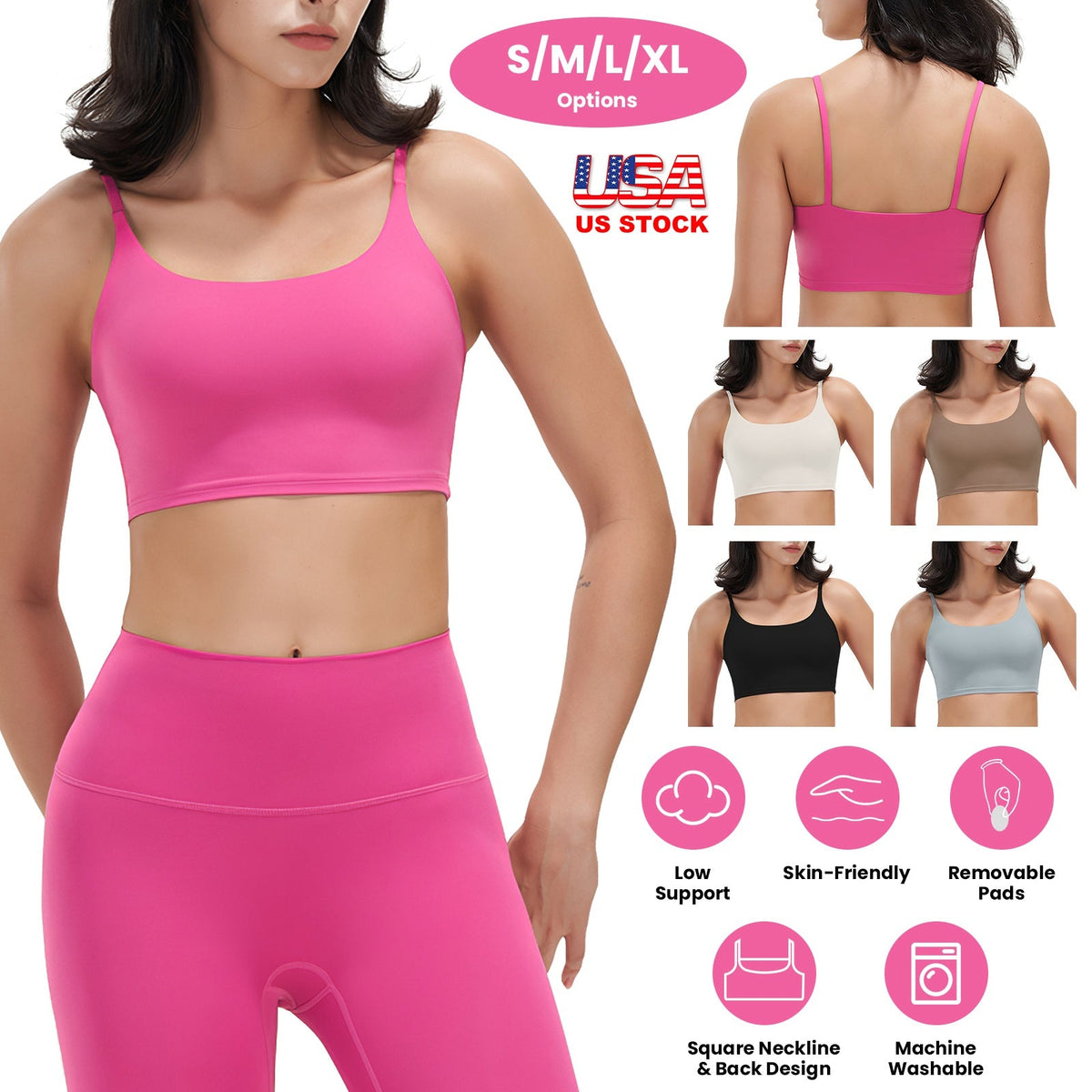 Women's Strap Sport Bra — Hot Pink