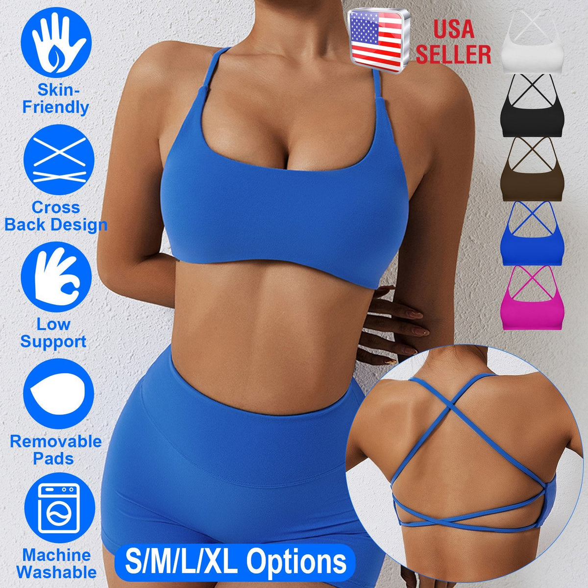 Women's Cross-Back Sport Bra — Royal Blue