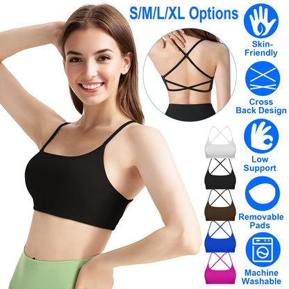 Women's Cross-Back Sport Bra — Black