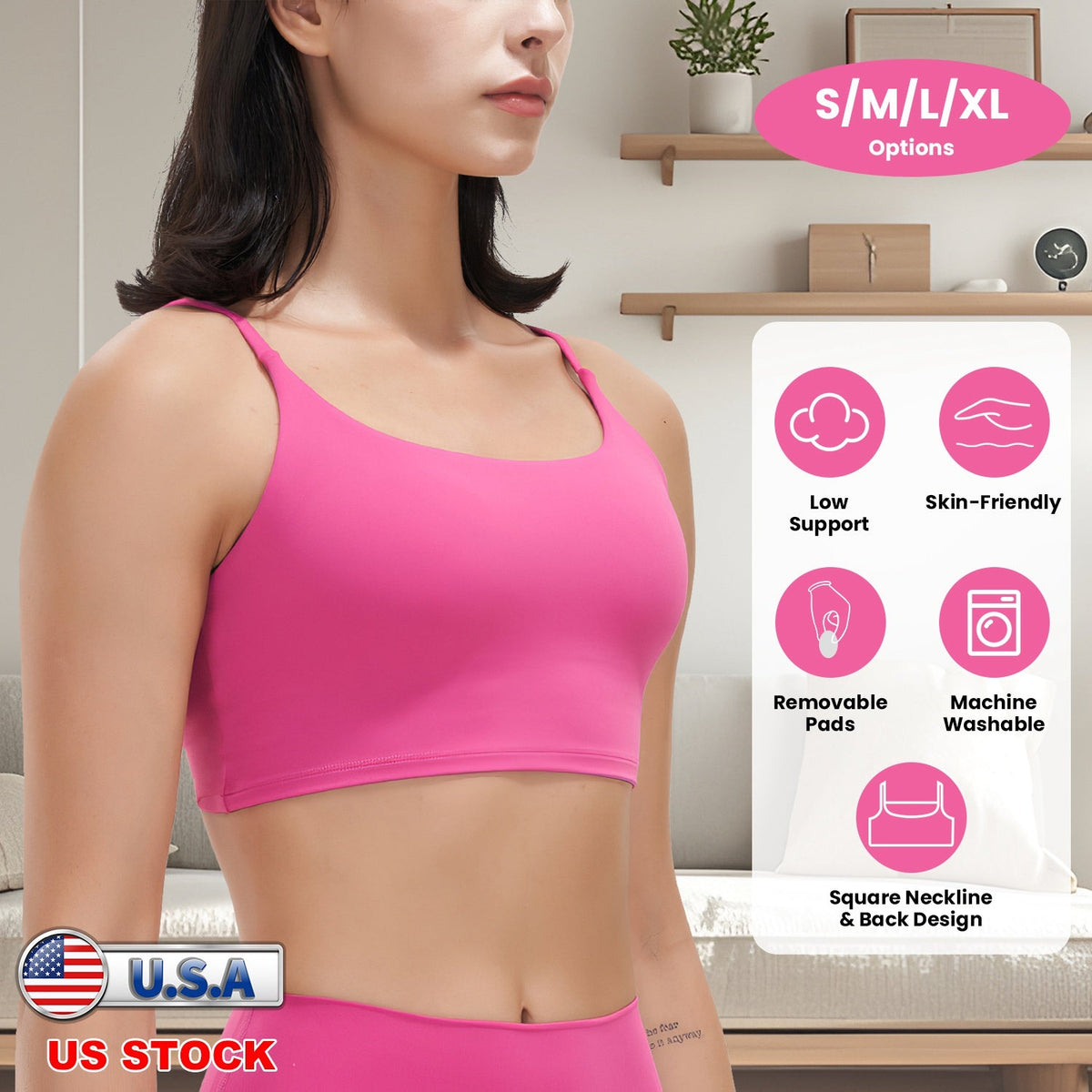 Women's Strap Sport Bra — Hot Pink