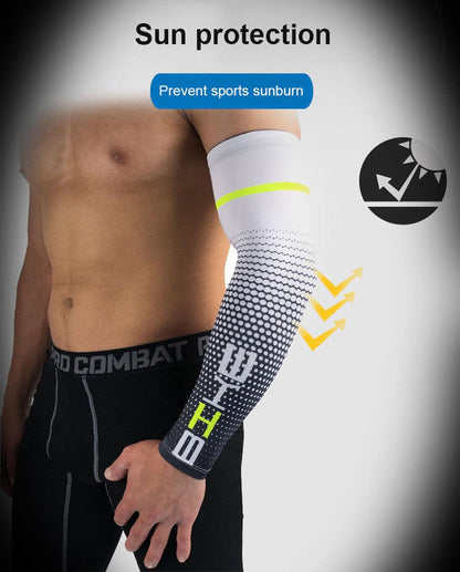 1Pair Cool Men Cycling Running UV Sun Protection Arm Cover Protective Arm Sleeve Bike Sport Arm Warmers Arm Sleeves Hand Sleeves For Biking Cycling Golf Outdoor Sports Outdoor Arm Sleeves Arm Cover For Men