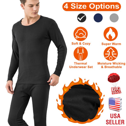 Men's Thermal Underwear Set — Black