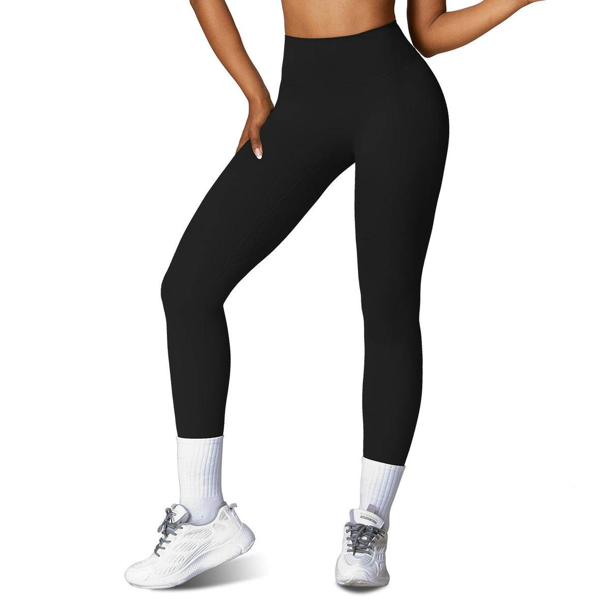 Women's High Waist Workout Leggings (25" Inseam) — Black