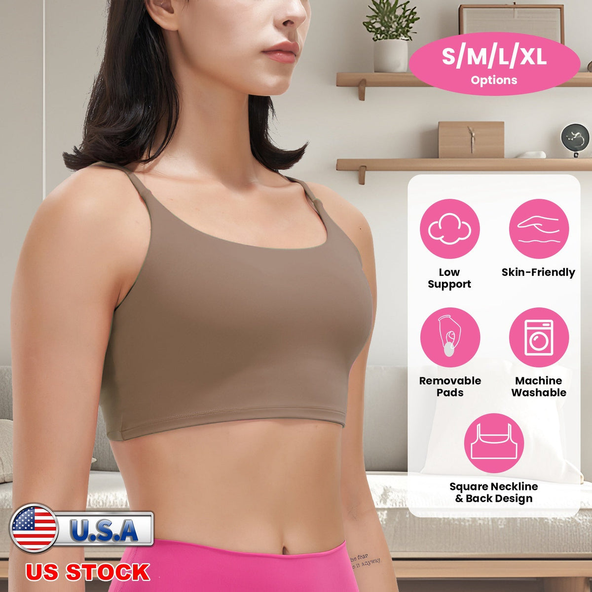 Women's Strap Sport Bra — Taupe