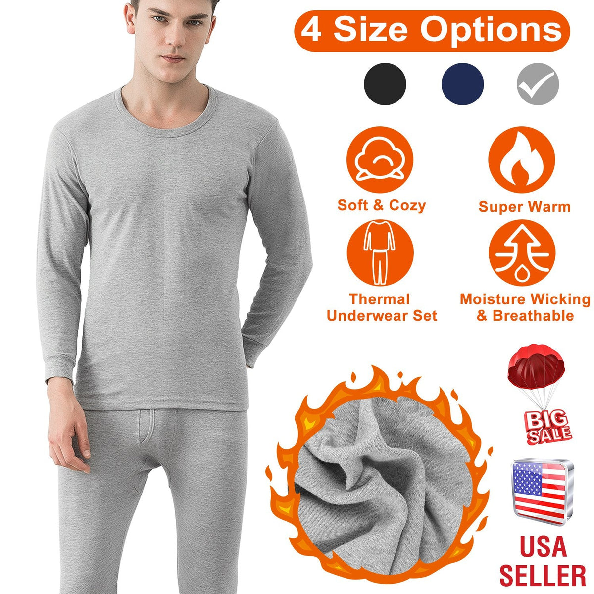Men's Thermal Underwear Set — Grey