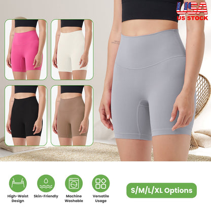 Women's High Waist Biker Shorts — Light Gray