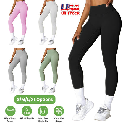 Women's High Waist Workout Leggings (25" Inseam) — Black