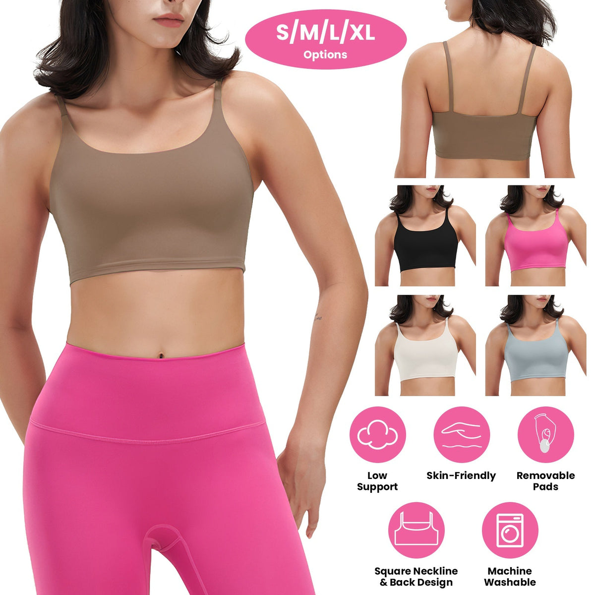 Women's Strap Sport Bra — Taupe