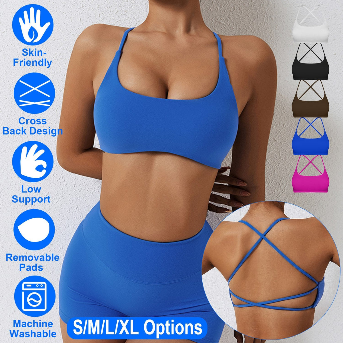 Women's Cross-Back Sport Bra — Royal Blue