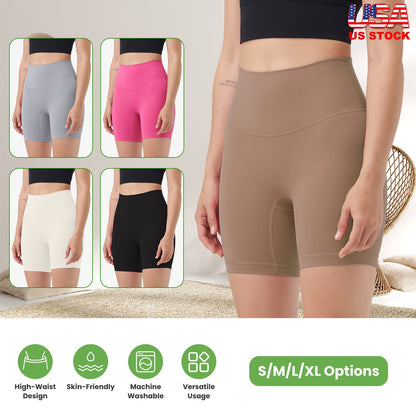 Women's High Waist Biker Shorts — Taupe