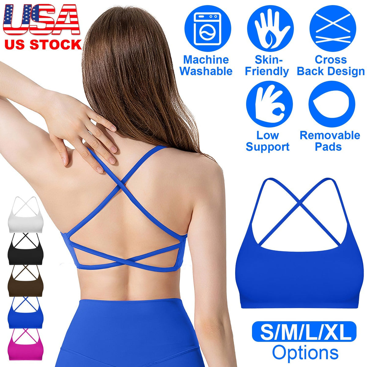 Women's Cross-Back Sport Bra — Royal Blue