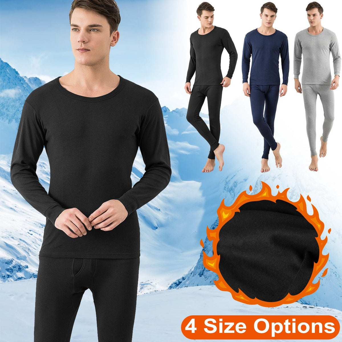 Men's Thermal Underwear Set — Black