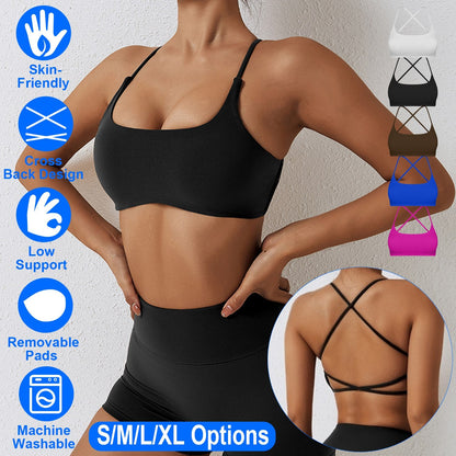 Women's Cross-Back Sport Bra — Black