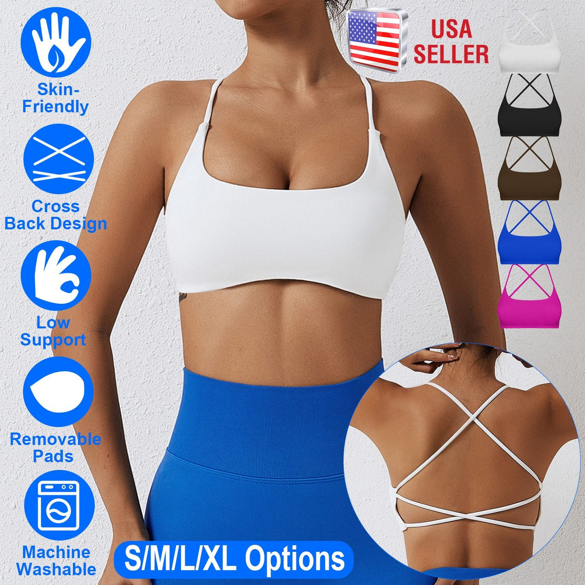 Women's Cross-Back Sport Bra — White