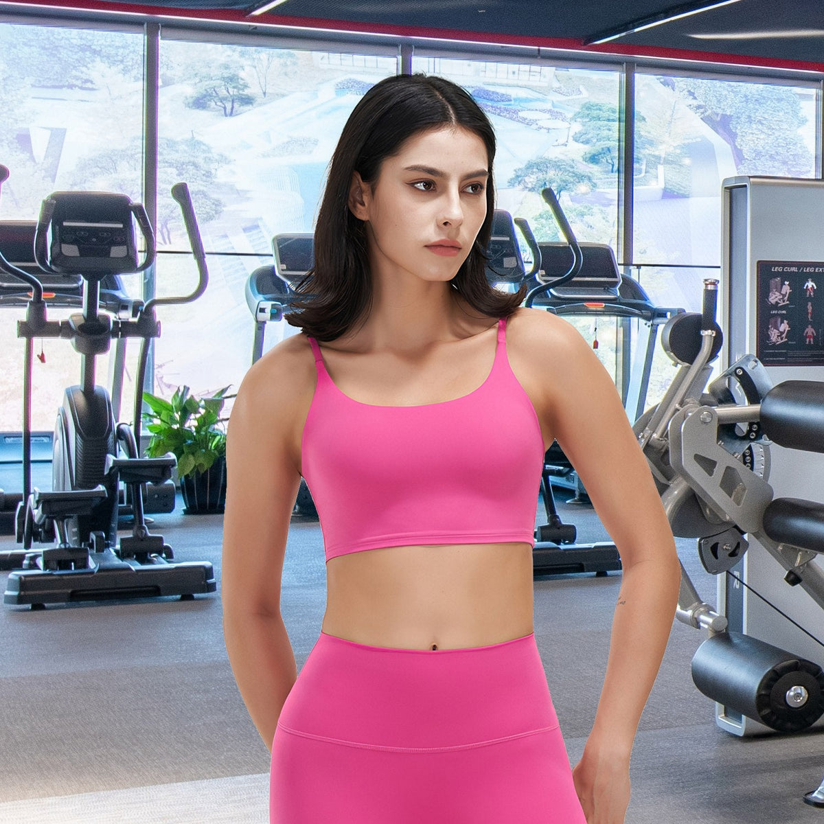 Women's Strap Sport Bra — Hot Pink