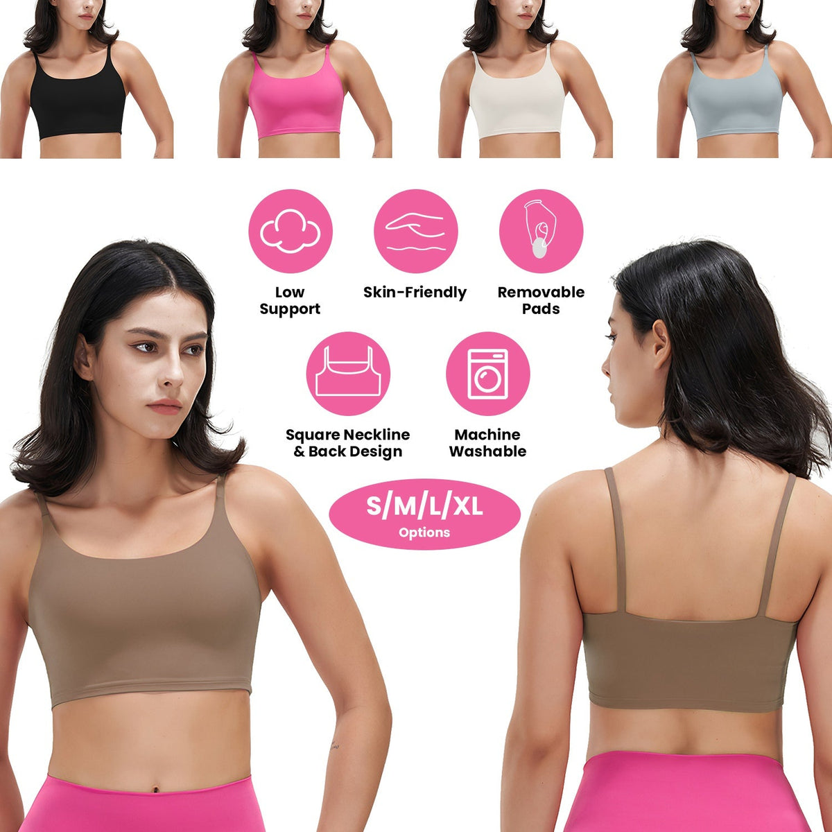 Women's Strap Sport Bra — Taupe