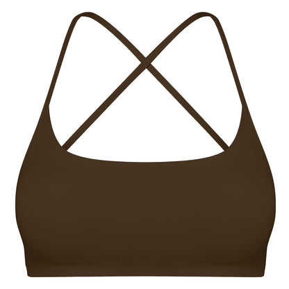 Women's Cross-Back Sport Bra — Dark Brown