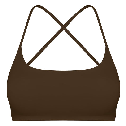 Women's Cross-Back Sport Bra — Dark Brown