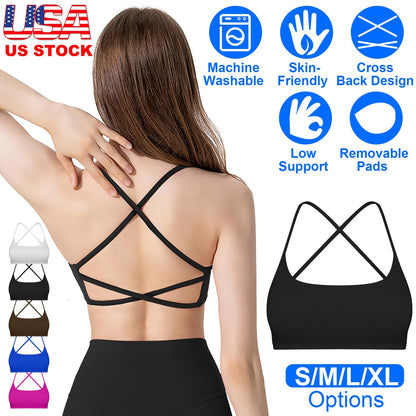 Women's Cross-Back Sport Bra — Black