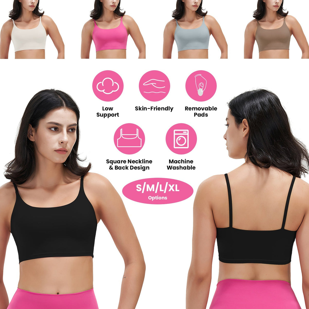 Women's Strap Sport Bra — Black