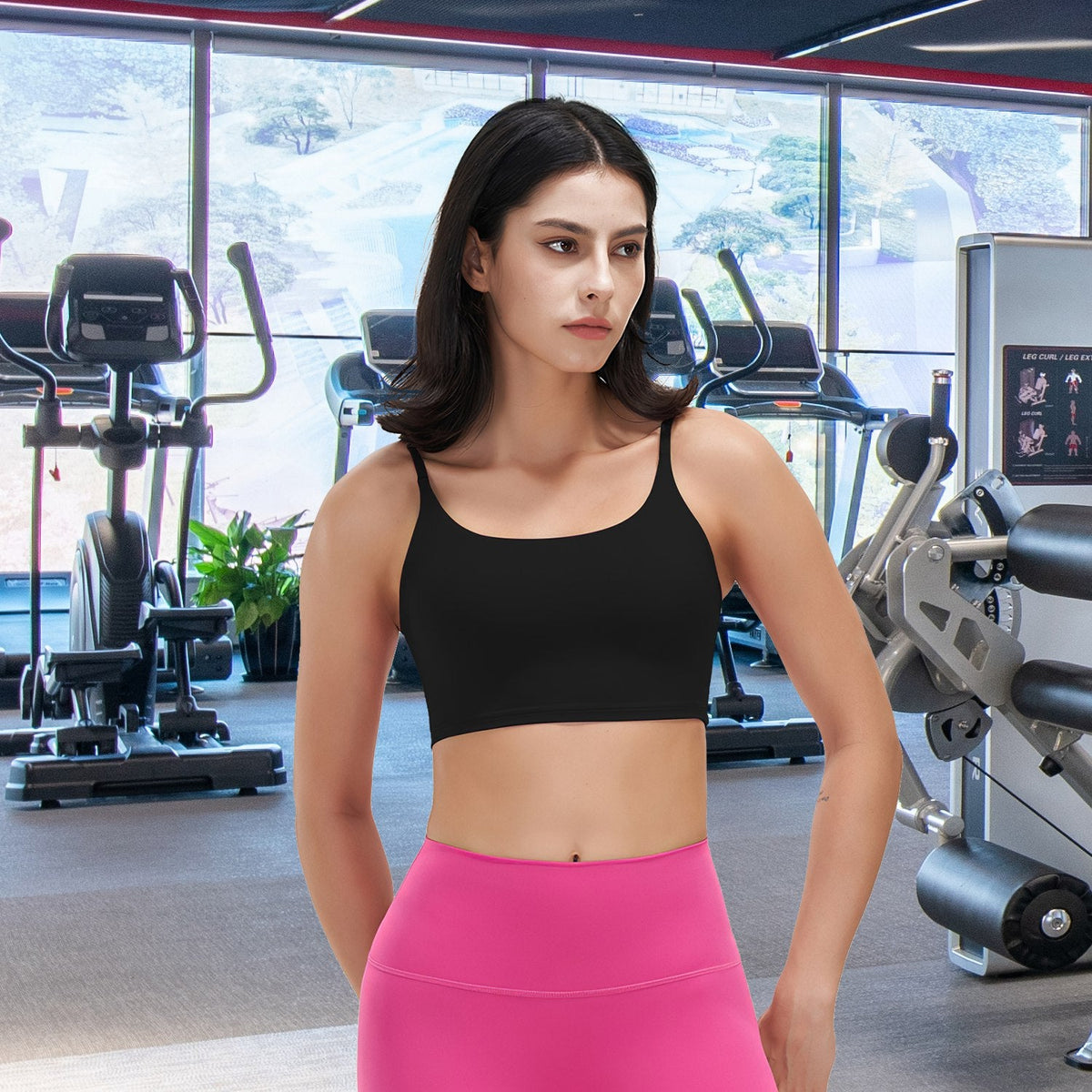 Women's Strap Sport Bra — Black