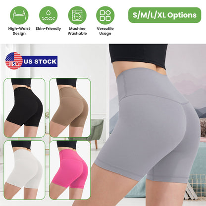 Women's High Waist Biker Shorts — Light Gray