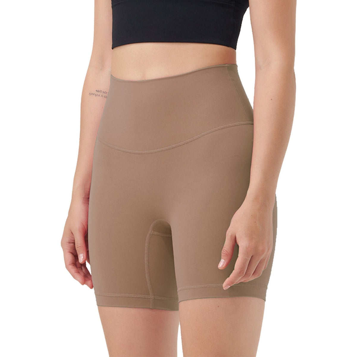 Women's High Waist Biker Shorts — Taupe