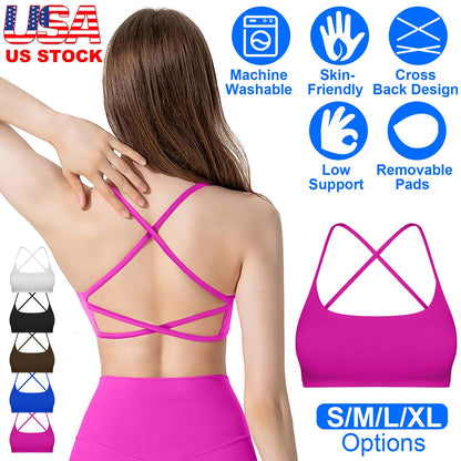 Women's Cross-Back Sport Bra — Hot Pink