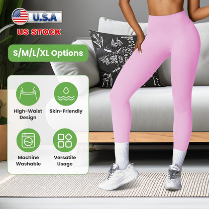 Women's High Waist Workout Leggings (25" Inseam) — Light Pink