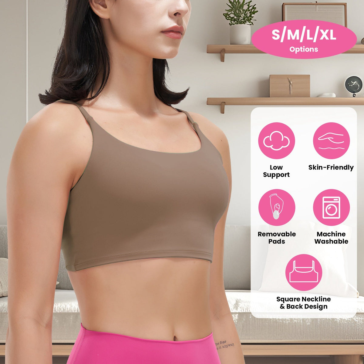 Women's Strap Sport Bra — Taupe