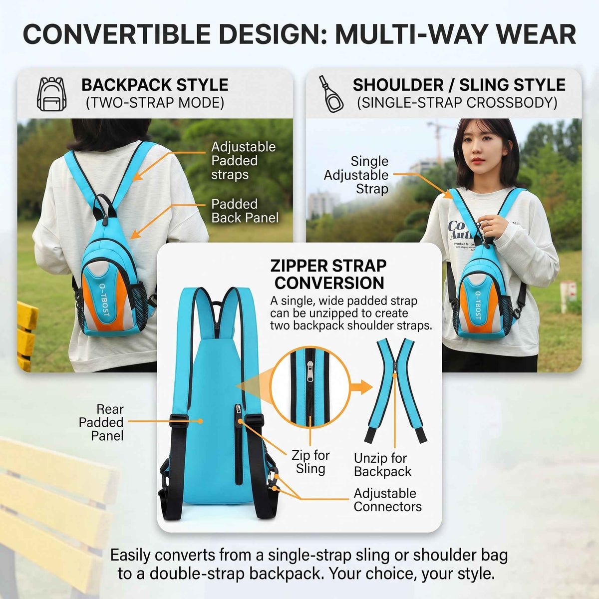 Crossbody Sling Bag – Lightweight Sport Chest Pack