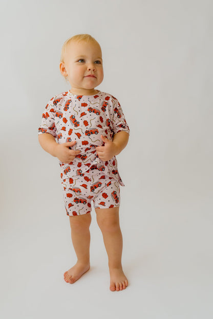 Pink Fire Truck Girl's Casual Day Set