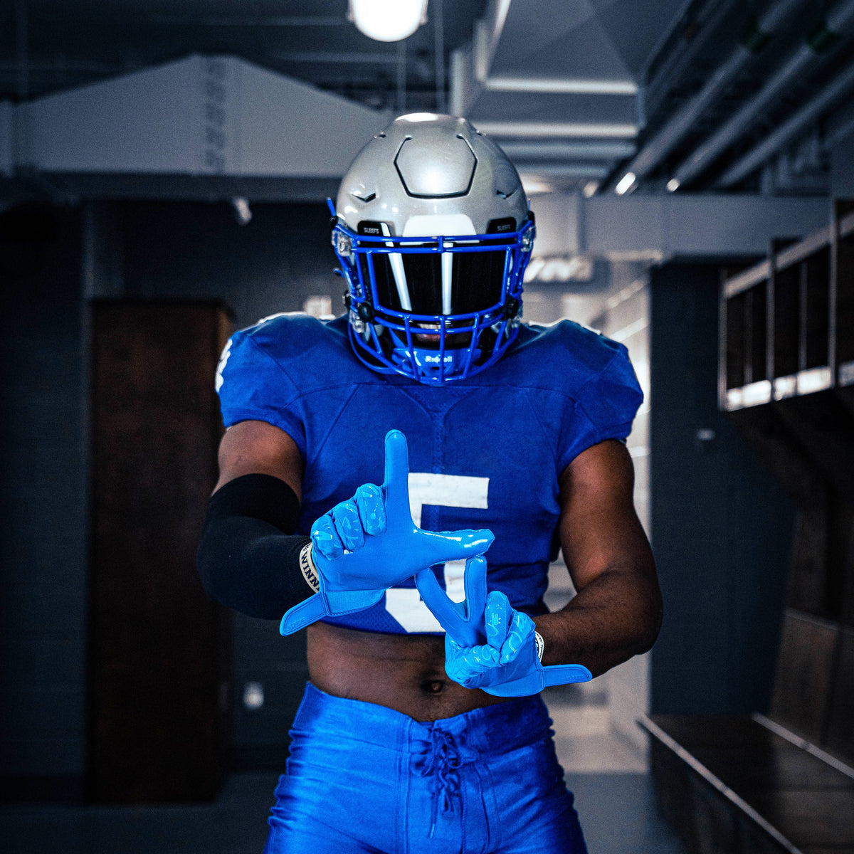 Hue Blue Sticky Football Receiver Gloves
