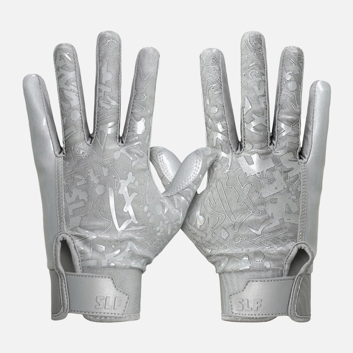 Metallic Gray Sticky Football Receiver Gloves