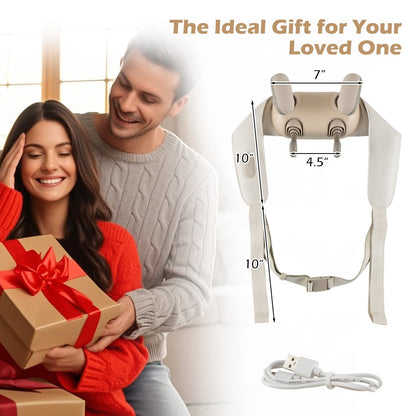 Neck Shoulder Massager with 2 Heat Levels for Pain Relief-Beige