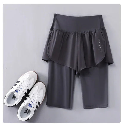 DRUR Yoga Shorts Women Summer Five-Quarter Athletic Shorts Elastic Waist Running Workout Short Leggings For Ladies Sport Shorts