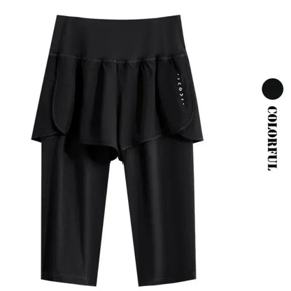 DRUR Yoga Shorts Women Summer Five-Quarter Athletic Shorts Elastic Waist Running Workout Short Leggings For Ladies Sport Shorts