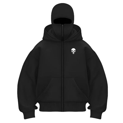 Men's Balaclava Hoodie – Half-Zip Double Hooded Fleece Sweatshirt