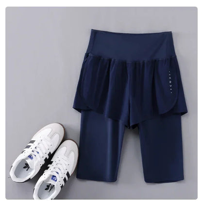 DRUR Yoga Shorts Women Summer Five-Quarter Athletic Shorts Elastic Waist Running Workout Short Leggings For Ladies Sport Shorts