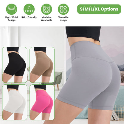Women's High Waist Biker Shorts — Light Gray