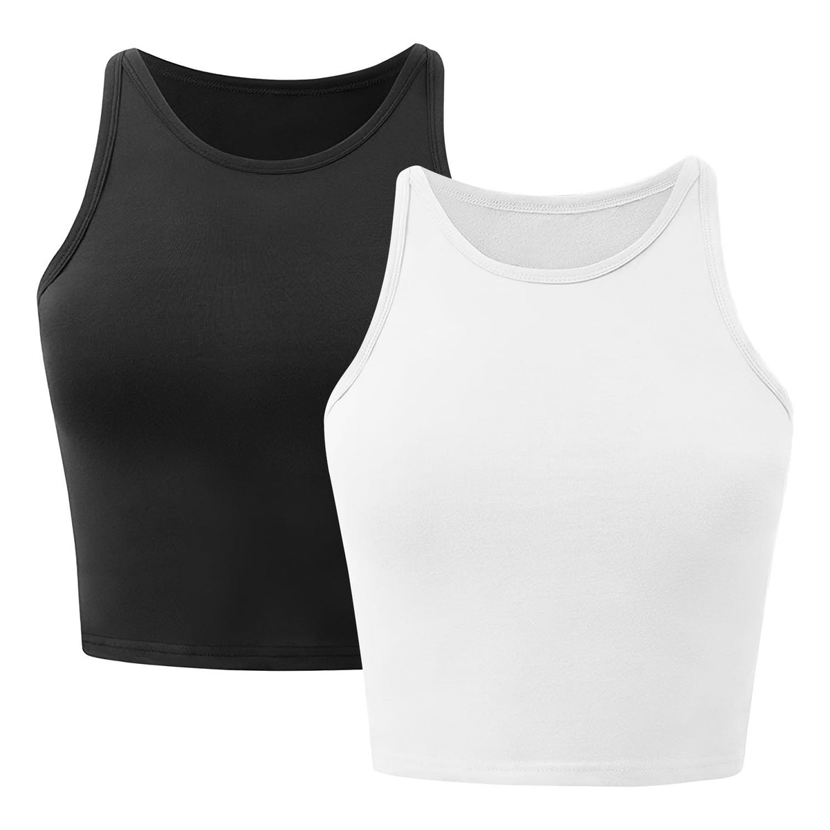 Women's Cropped Racer-Back Tank (2-Pack) — Black / White