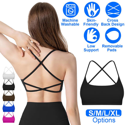 Women's Cross-Back Sport Bra — Black