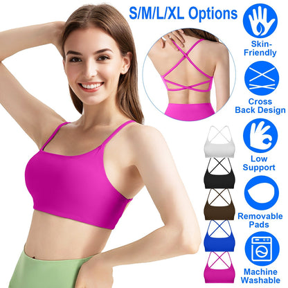 Women's Cross-Back Sport Bra — Hot Pink